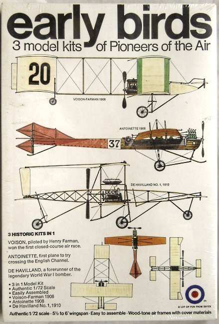 Entex 1/72 De Havilland No.1 DH-1 1910 / Antoinette 1908 Monoplane / Voisin Farman 1908 Biplane Early Birds - (Voisin) - (Ex-Taimei and Fuji), 8448 plastic model kit
